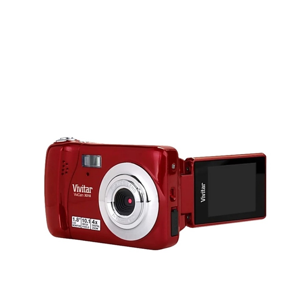 Red Digital Camera with Flip Screen
